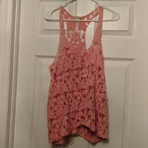 Pink lace tank top